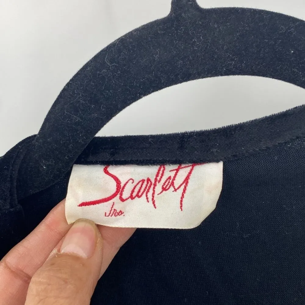 Vintage Scarlet black velvet pockets jumpsuit Christmas new year date night chic - Image 3