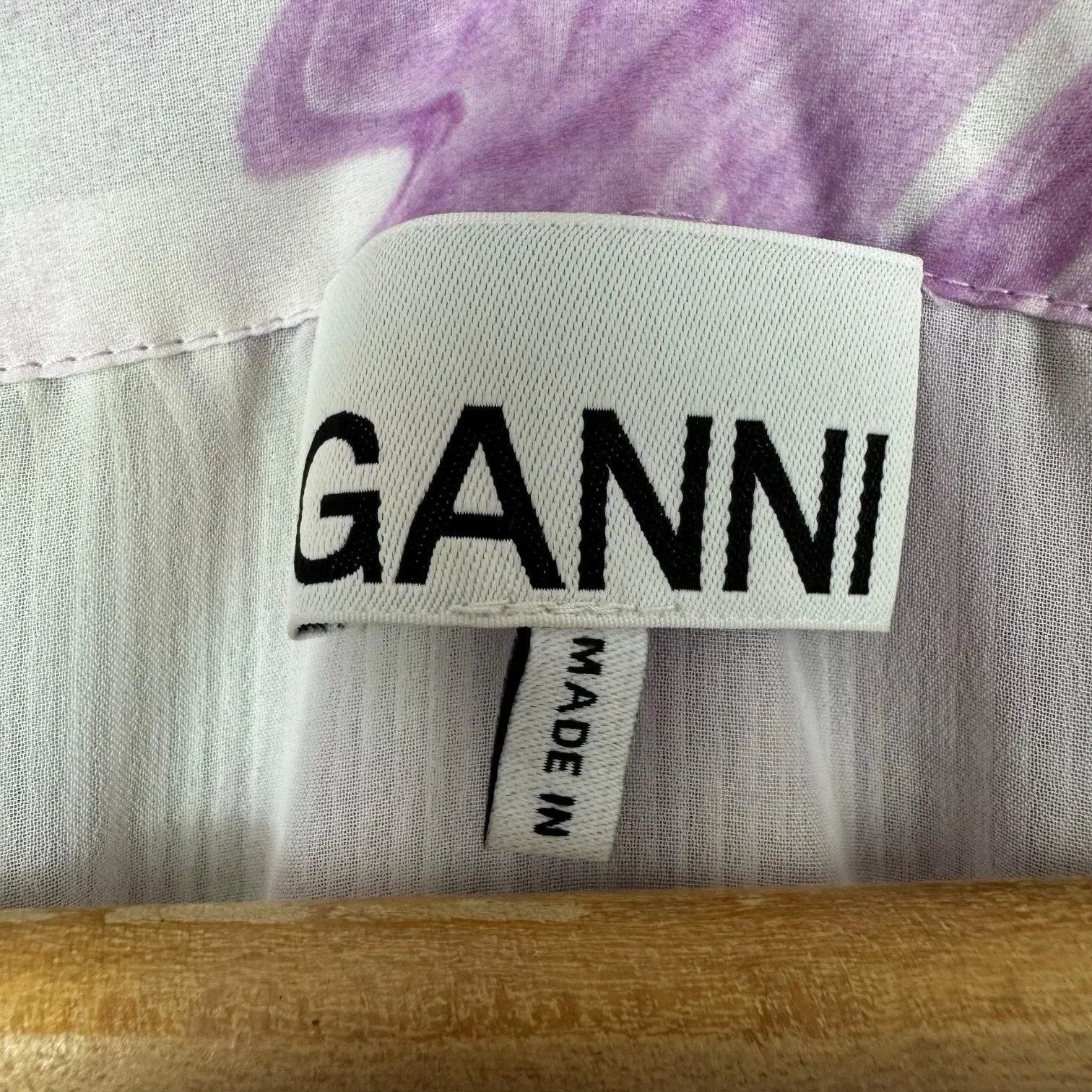 GANNI Orchid Bloom Pleated Georgette Mini Dress Sz S/M - Image 6