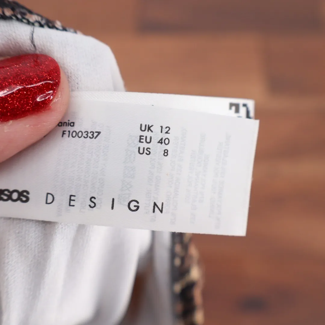 ASOS DESIGN Mix Match Rib High Leg High Bikini Bottoms Leopard Print UK 12 Brown Size 8 - Image 2