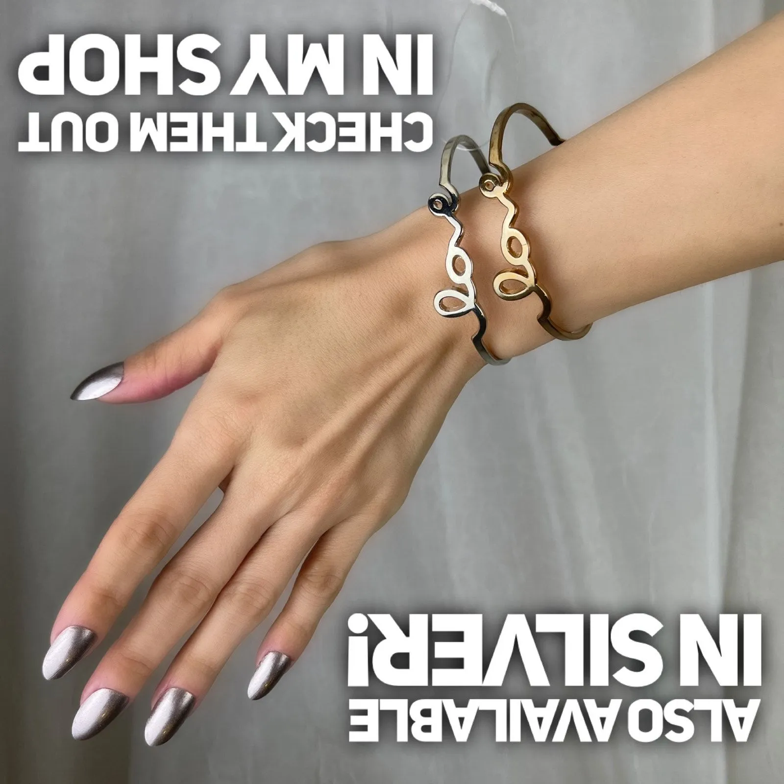 Dainty Gold Tone LOVE Cursive Bangle Bracelet Minimalist Romantic Boho NWOT - Image 14