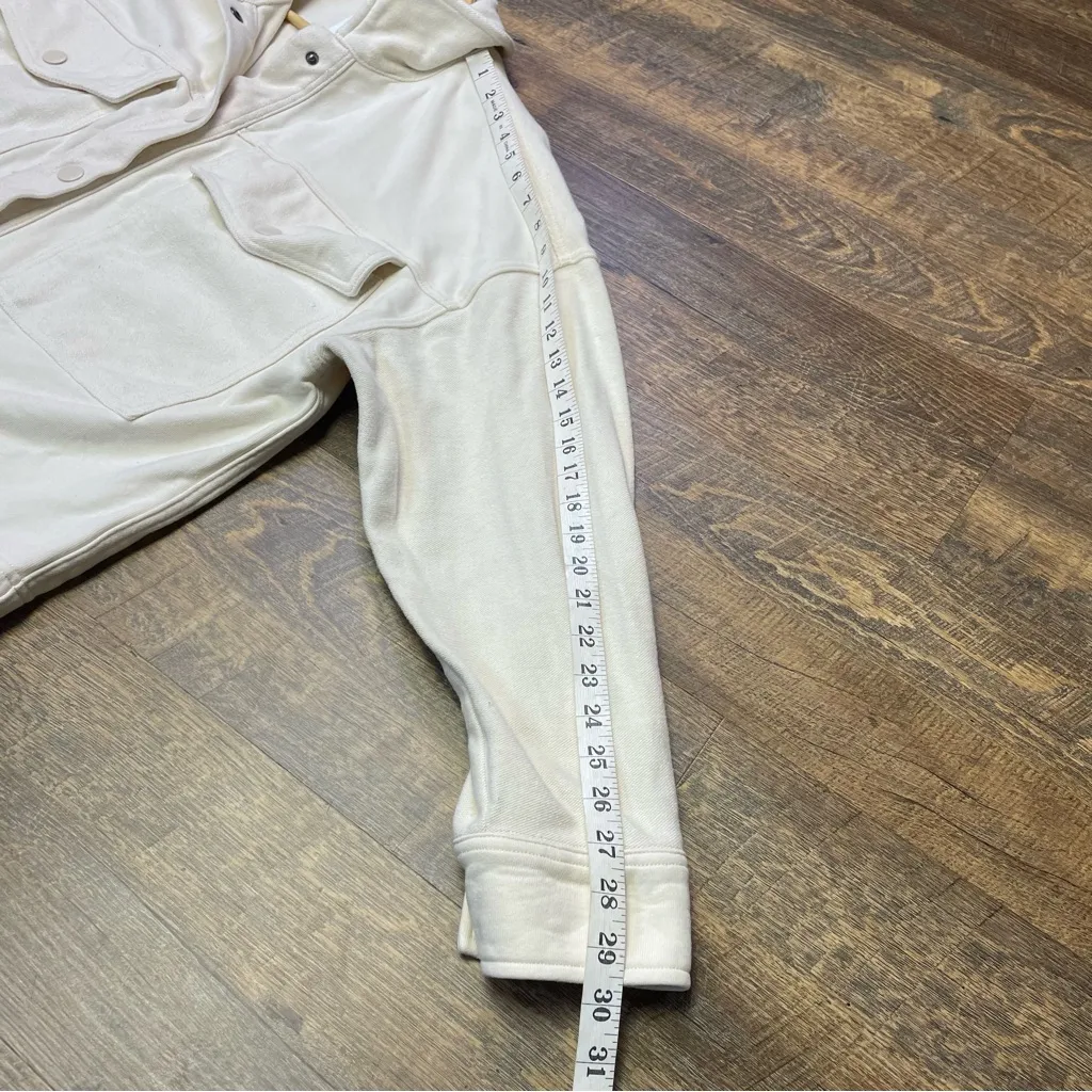 Aerie Fleece Cropped Shacket Vanilla Ivory Women’s Large Oversized Snap Button - Image 11