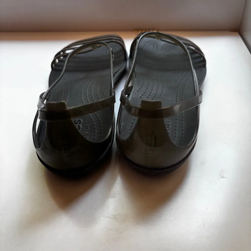 CROCS Isabella Strappy Women's Size 10 Black Jelly Strap‎ Sandals Shoes Slip Ons - Image 4