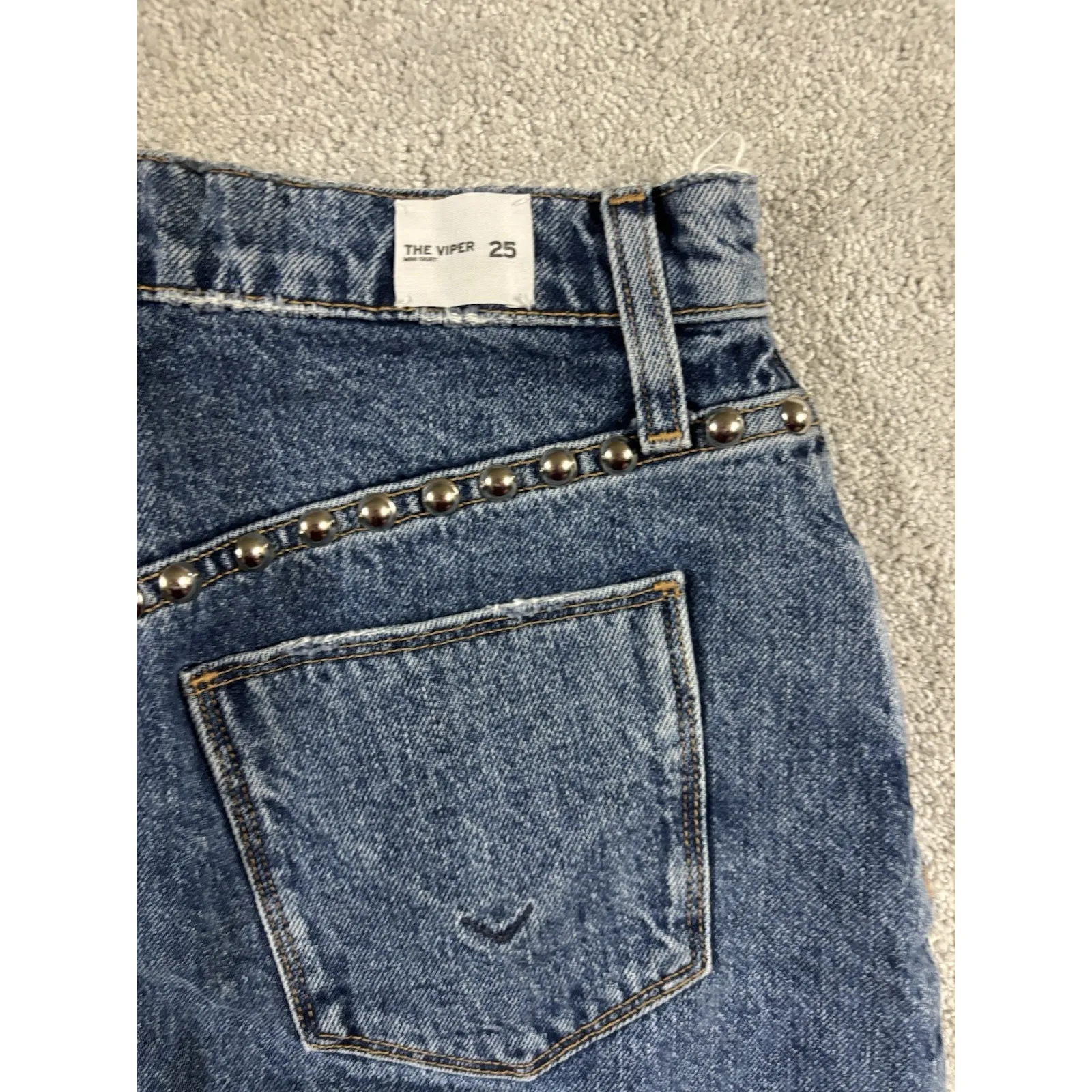 Hudson Jeans The Viper Womens‎ SZ 25 Frayed Hem Denim Mini Skirt Blue Stuffed - Image 6