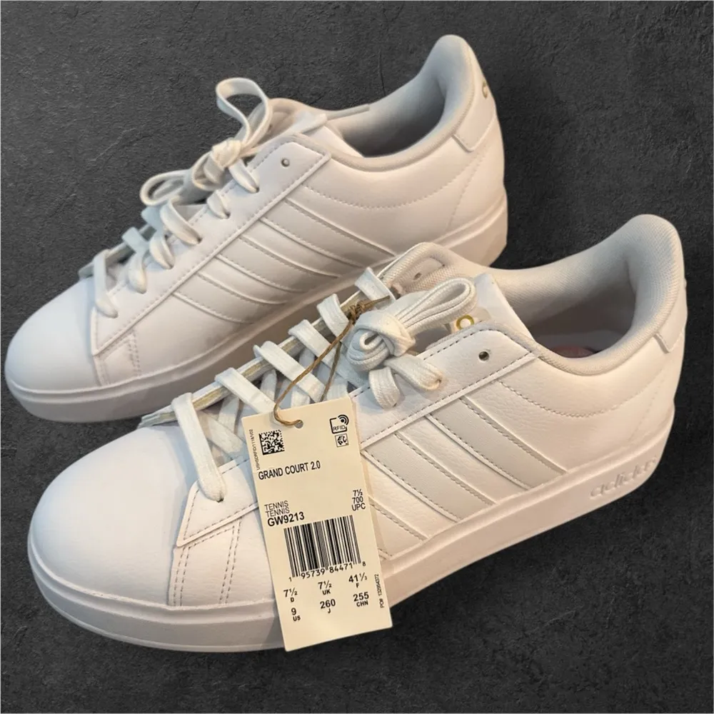 NWT Adidas Women's White and Gold Grand Court 2.0 Sneakers sz 9 - Image 14