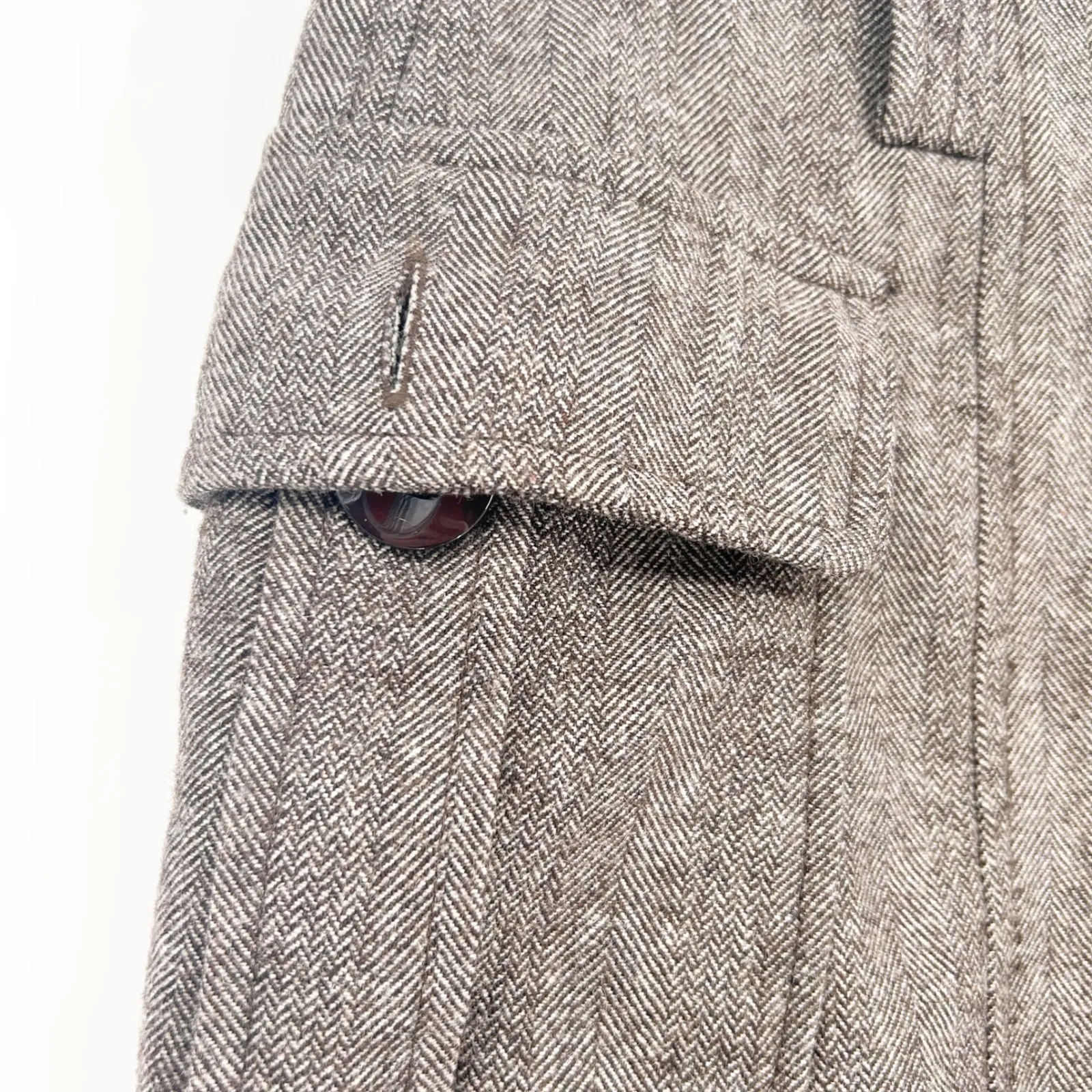 LMC Womens Contemporary Herringbone Wool Blend Cuffed Hem Career Shorts Size S Brown - Image 2