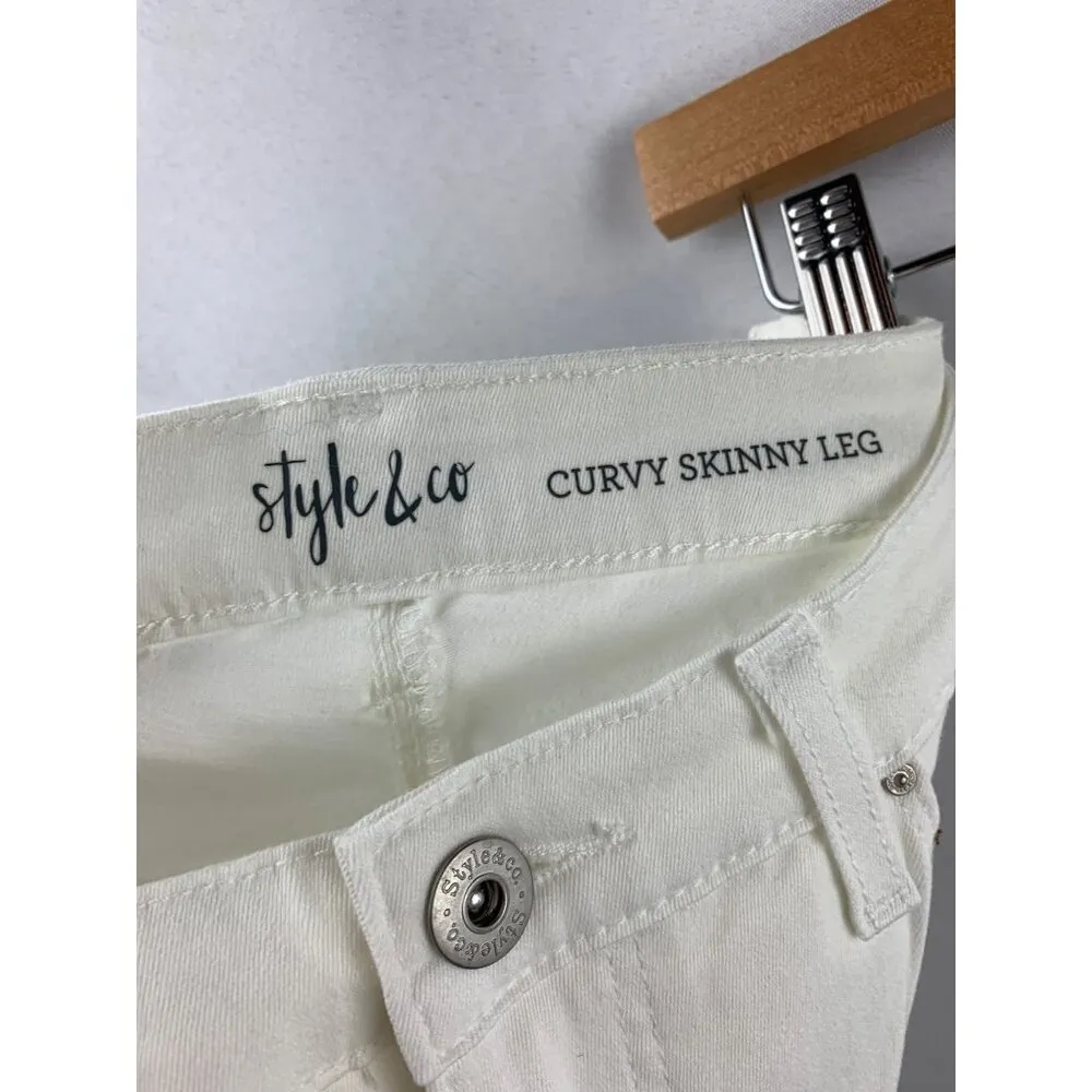 Women's Style & Co NWT White Curvy Skinny Jeans Size 10 - Image 6