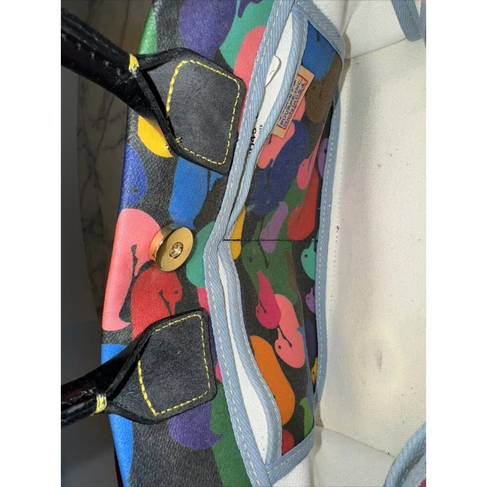 NWOT Vintage Dooney & Bourke Wonder Ducks Black Handbag Satchel Crossbody CLEAN - Image 10