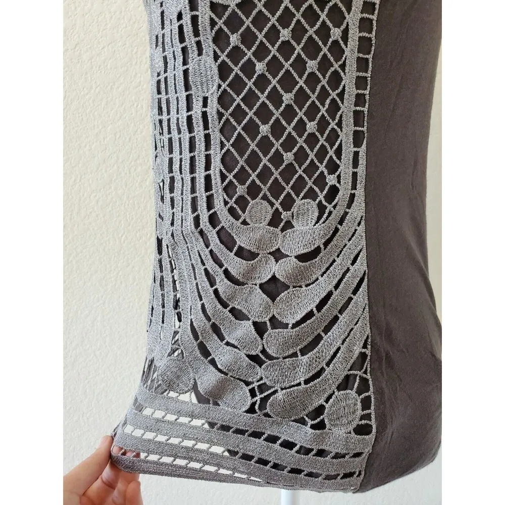 Express Crochet tank top Light Gray Womens Small Lace Scoop Neck Knit - Image 7