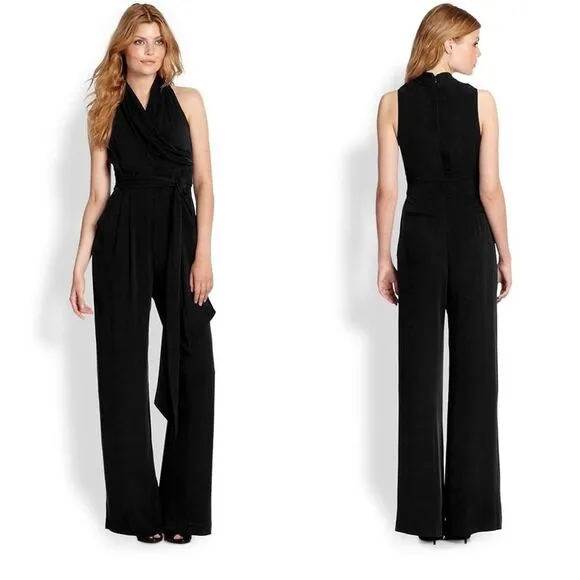 Catherine Malandrino Black Silk Jumpsuit Sleeveless Wide Leg Marion Size 2 Work - Image 2
