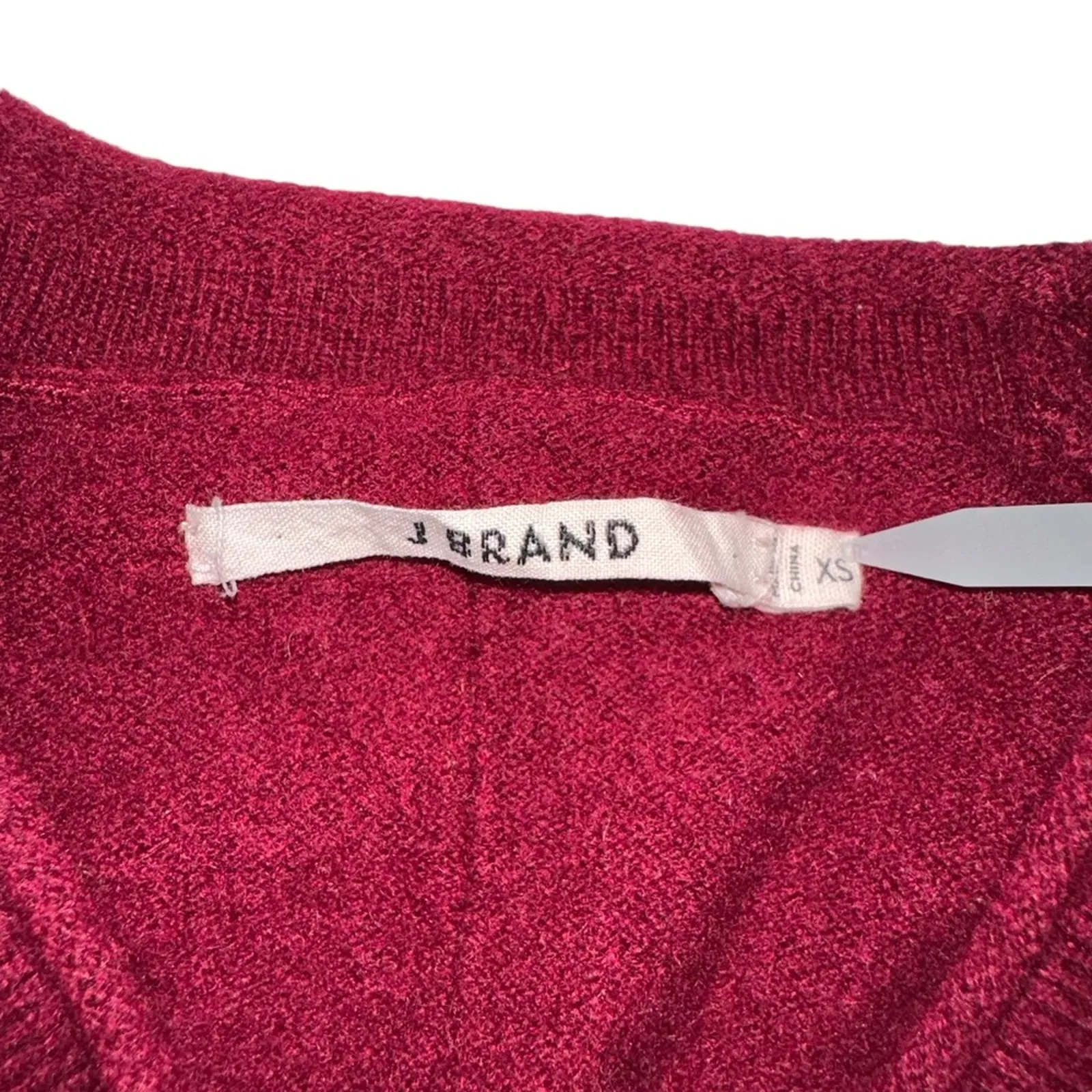 J Brand Cashmere Crewneck Hi-Low Burgundy Sweater XS - Image 4