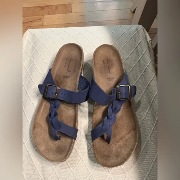 Mila Paoli Blue Braided Leather Sandals Cork Footbed Made in Italy Womens 9 - Image 2