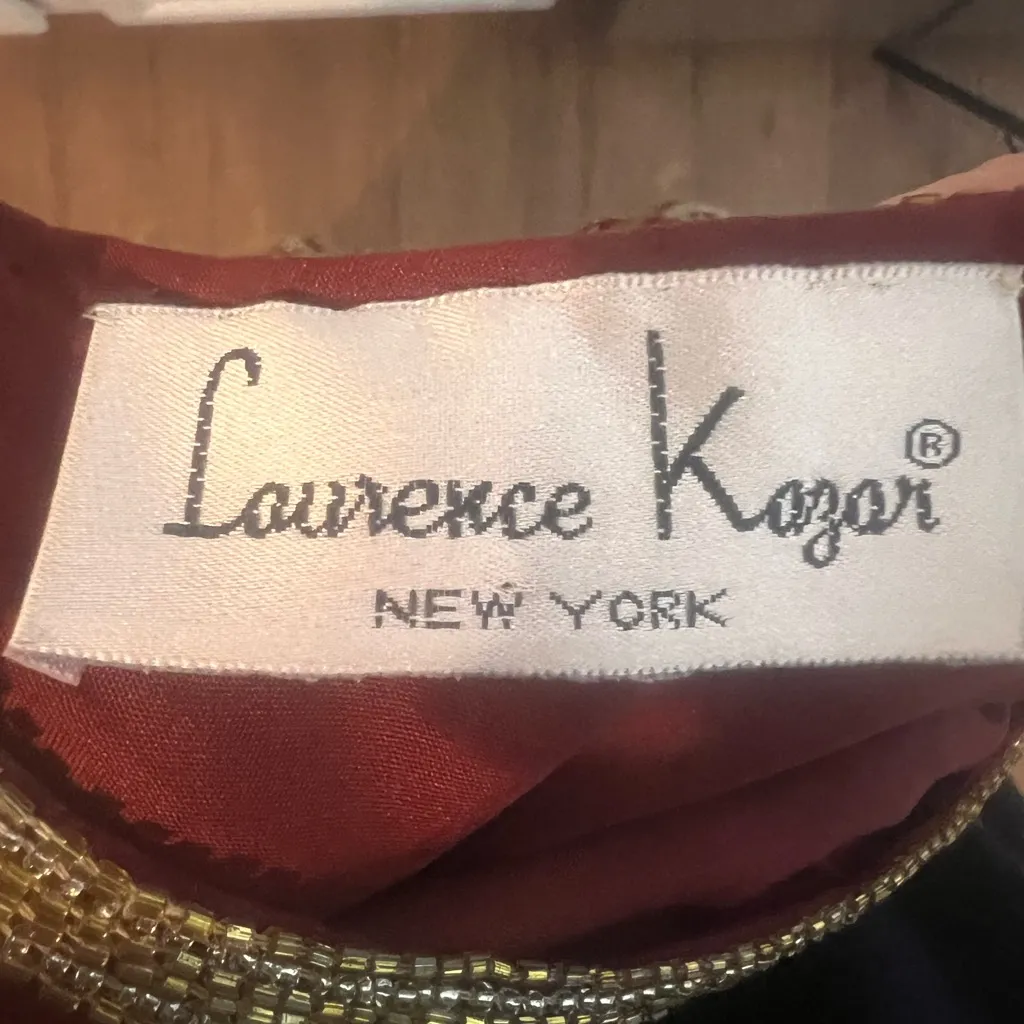 Vintage Beaded Silk Dress Red Gold Short Sleeve Knee Length Size Large - Image 12