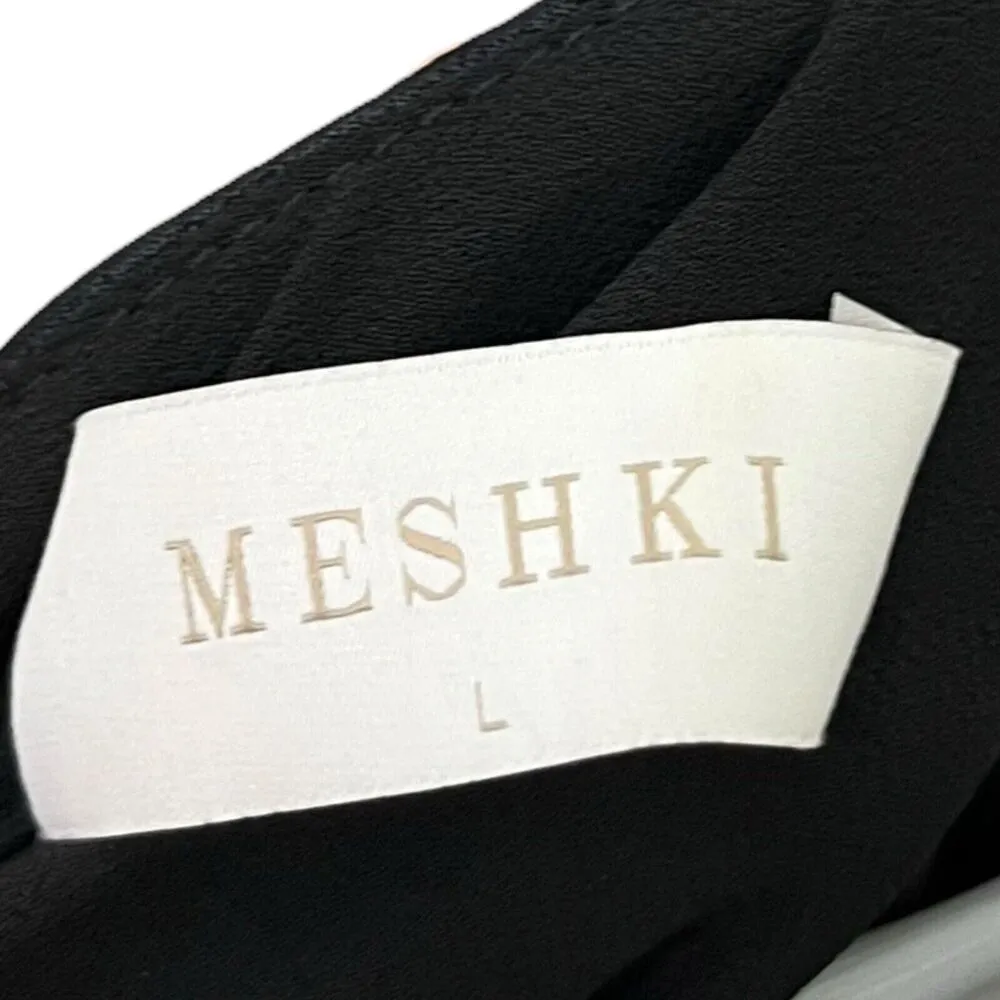 Meshki Clementine One Shoulder Maxi Dress Women’s Size Large Black Satin Cutout - Image 7