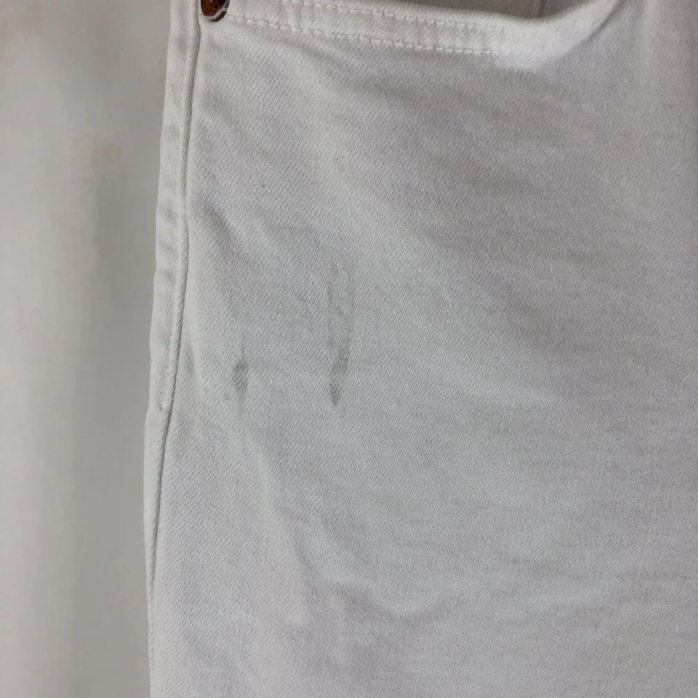 Re/Done Womens Jeans High Rise Ankle Crop Stretch Button Fly White 28 - Image 3