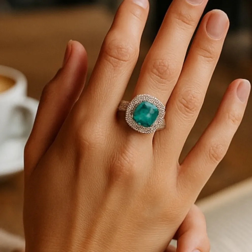 Bomb Party RBP3667 “A RARE OCCASION” Brazilian Emerald Fused Quartz Ring Sz 7 Green - Image 2
