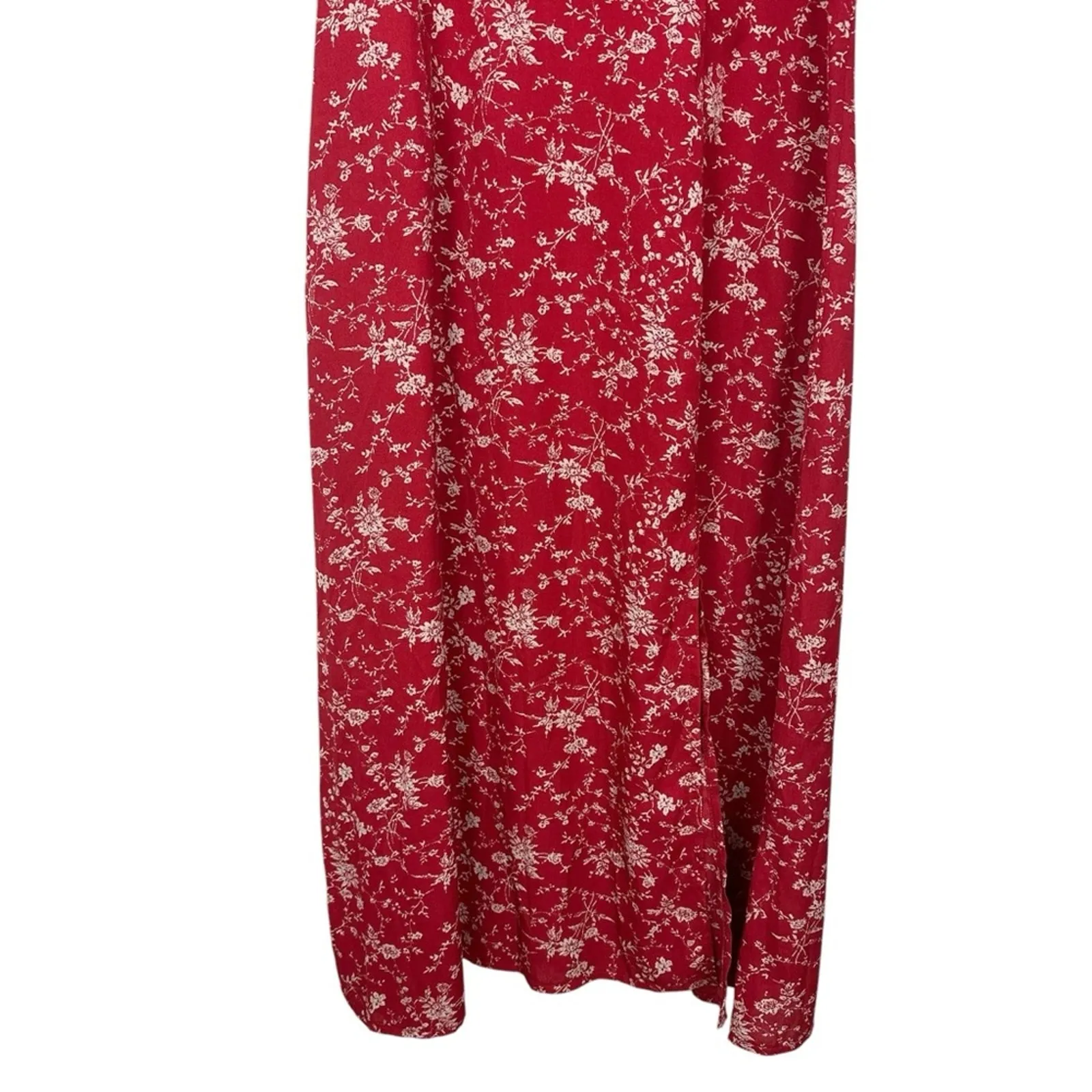 Missguided High Neck Puff Sleeve Midi Dress Red Floral Size US 12 NWT - Image 5