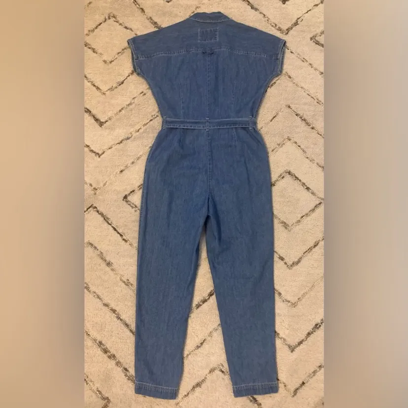 Vintage 90s Liz Claiborne Blue Denim Romper with Belt and Collar - Image 9
