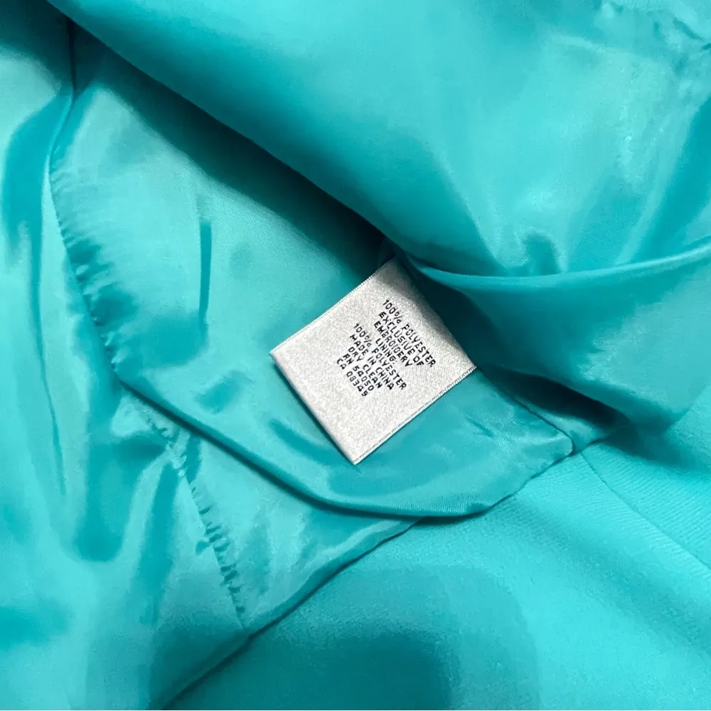 KASPER Scalloped Hen / Edge Turquoise Jacket size 4 Blue - Image 9