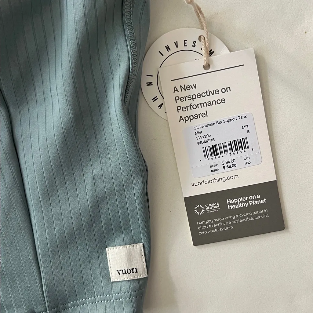 NWT Vuori Inversion Rib Support Tank in Mist Blue Small $68 - Image 6
