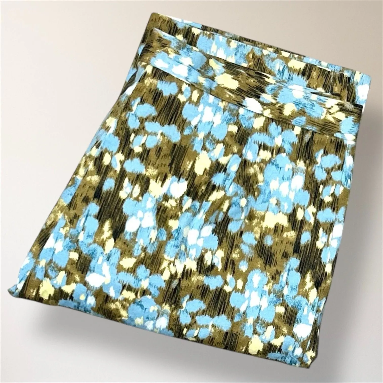 Style Company 8P Blue Olive Abstract Cotton Cropped Pants Casual Artsy Boho - Image 2