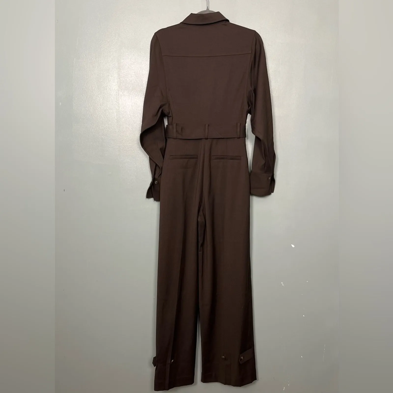 NWT & Other Stories Tailored Long Sleeve Jumpsuit Dark Brown Women’s Size 2 - Image 4
