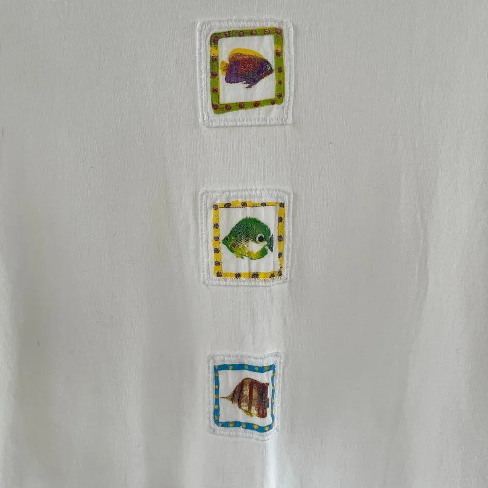 Julie Mango Vintage 90's White Vacation Theme T - Image 5