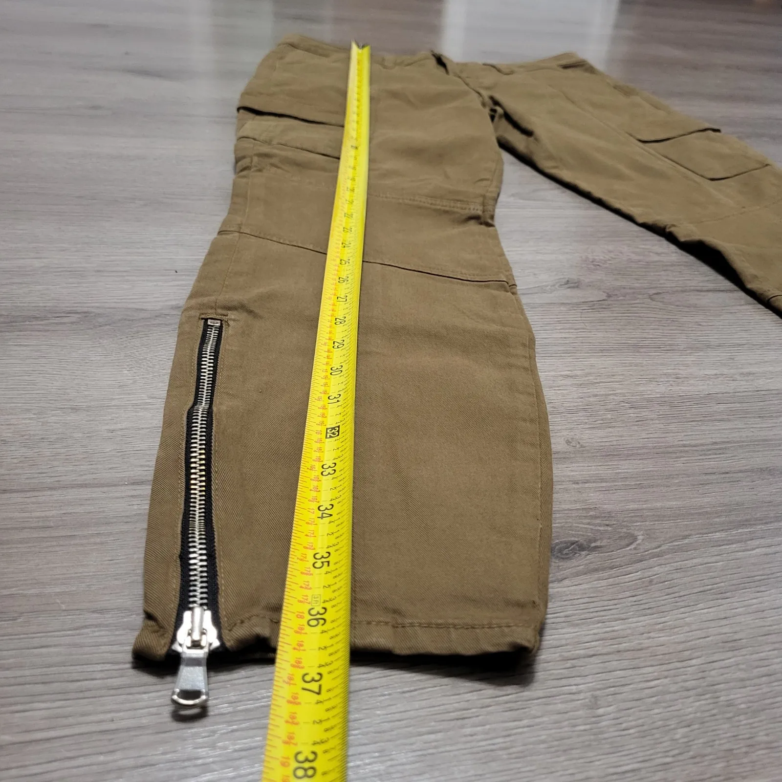 L'Agence Patton High Rise Skinny Cargo Pants Olive Brown Zip Ankle Women size 30 - Image 10