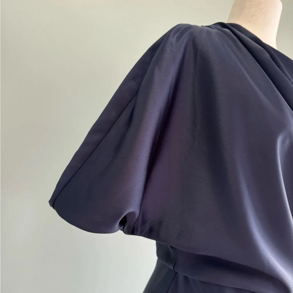 Amsale Midnight Blue One Shoulder Gown Size 6 - Image 9