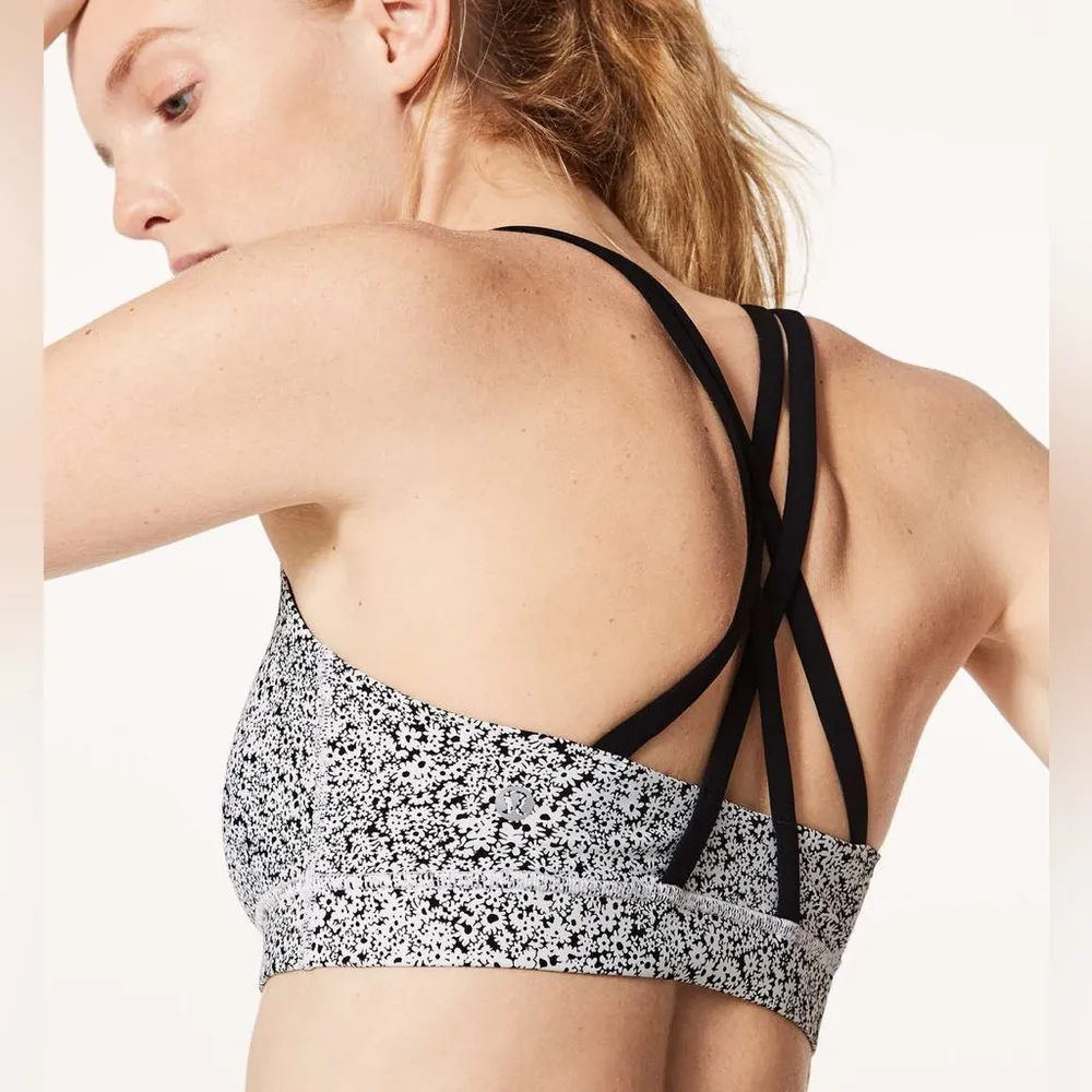 Lululemon Energy Bra Sz 6 Ditsy Daisy Black White Luxtreme - Image 2