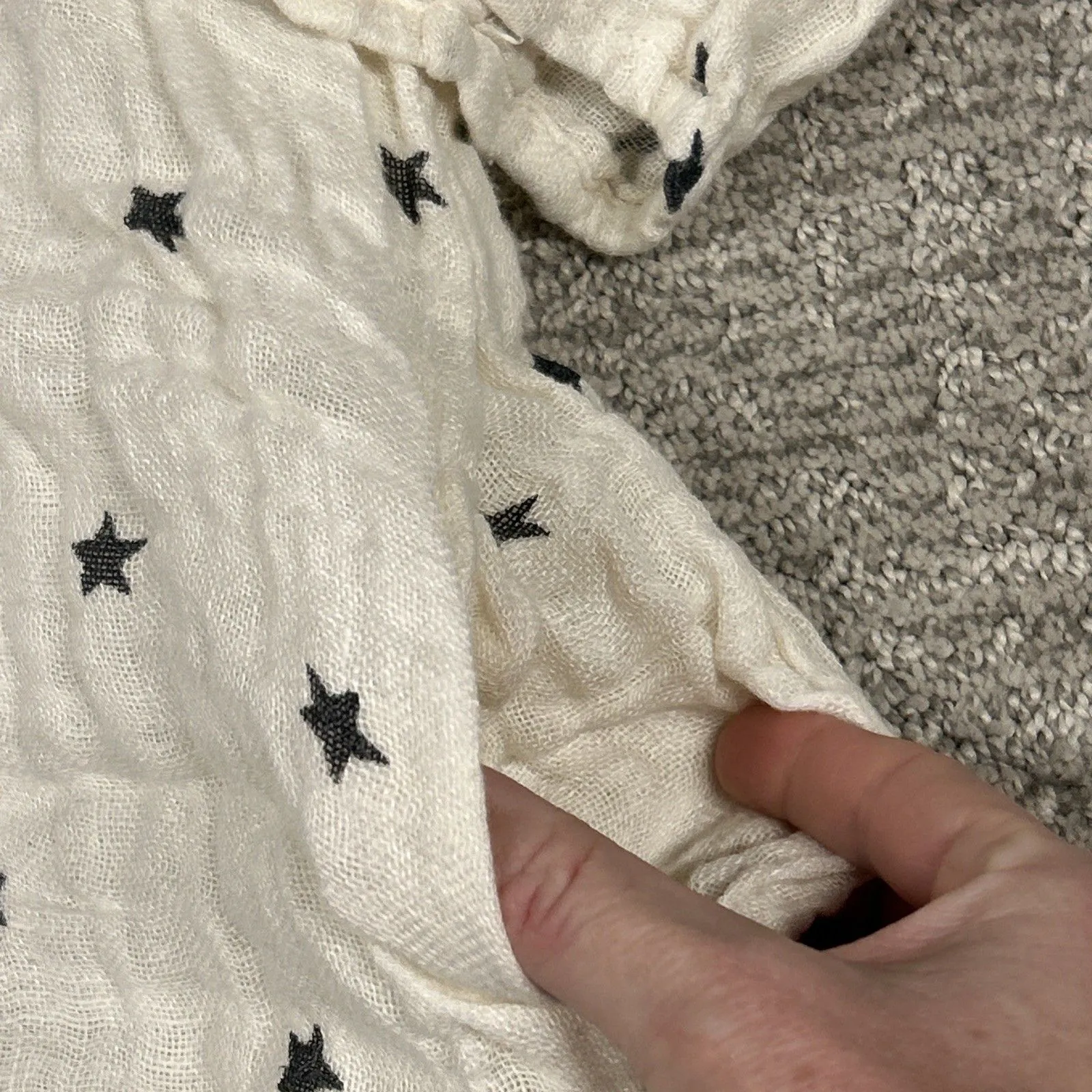 Paper Laces Tunic Top Womens XL Cream Black Stars Gauzy Muslin Linen Mini Dress - Image 4