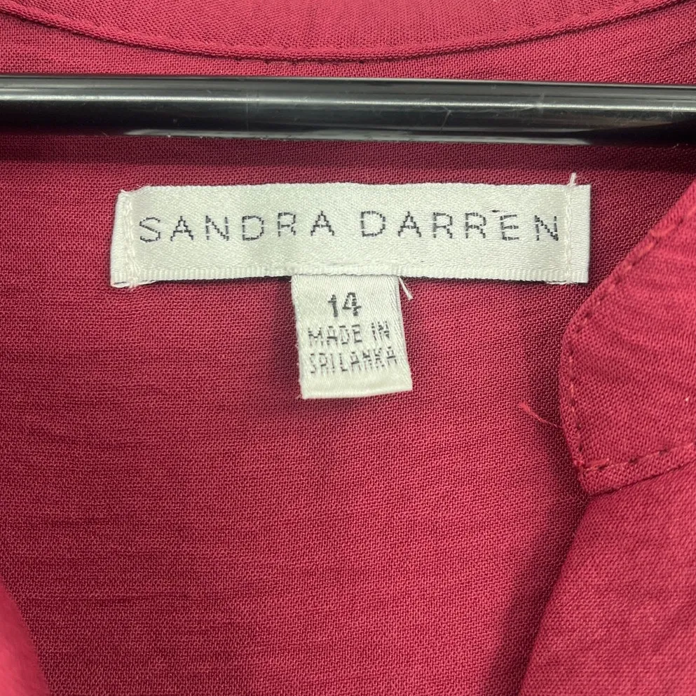 Sandra Darren Burgundy Shirt Dress Sz 14 New Preppy Fall Minimalist Office Chic - Image 9