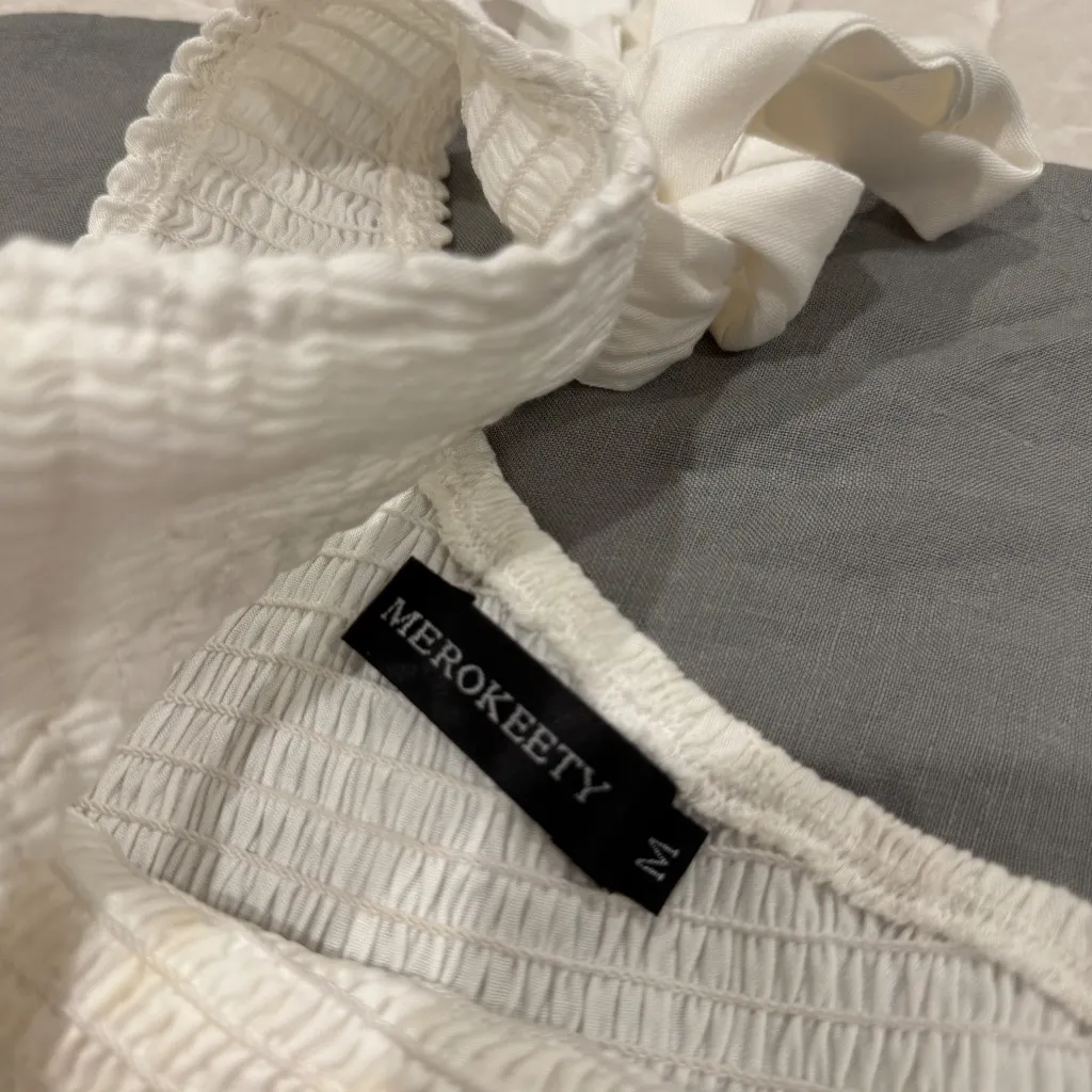 MEROKEETY ONE SHOULDER SLEEVELESS PLEATED SPLIT MIDI DRESS - Image 3