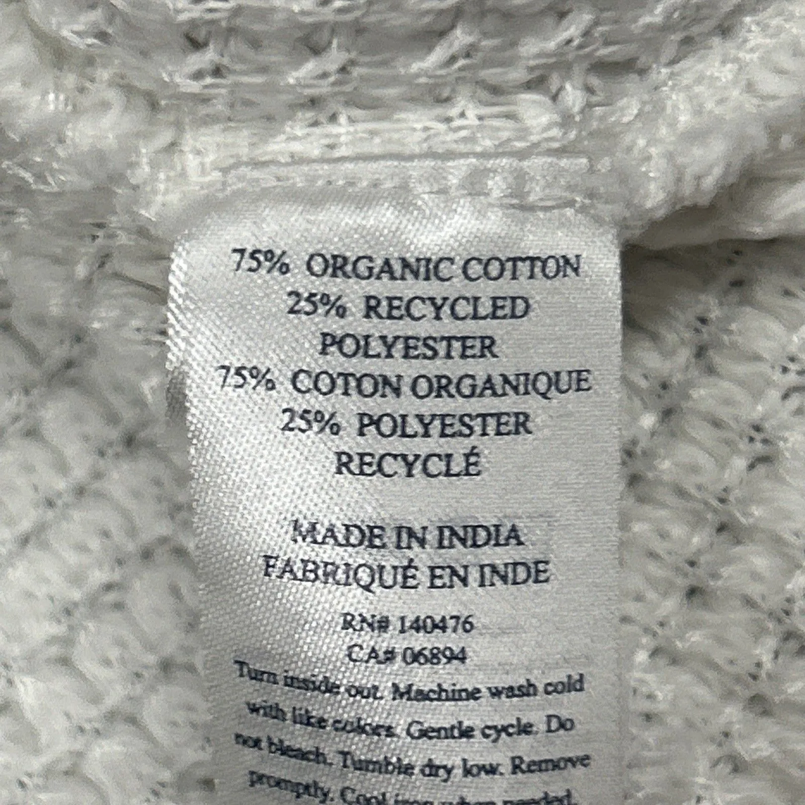 Faherty Echo Thermal Mock Neck Pullover Top Womens Large Ivory Organic Cotton White - Image 7