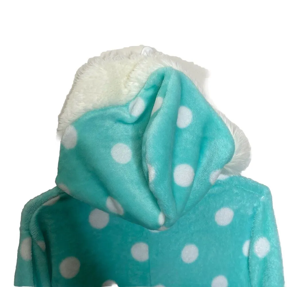 Secret Treasures Light Blue White Polka Dot Mitten Print Full Pajamas Zipper XL - Image 4