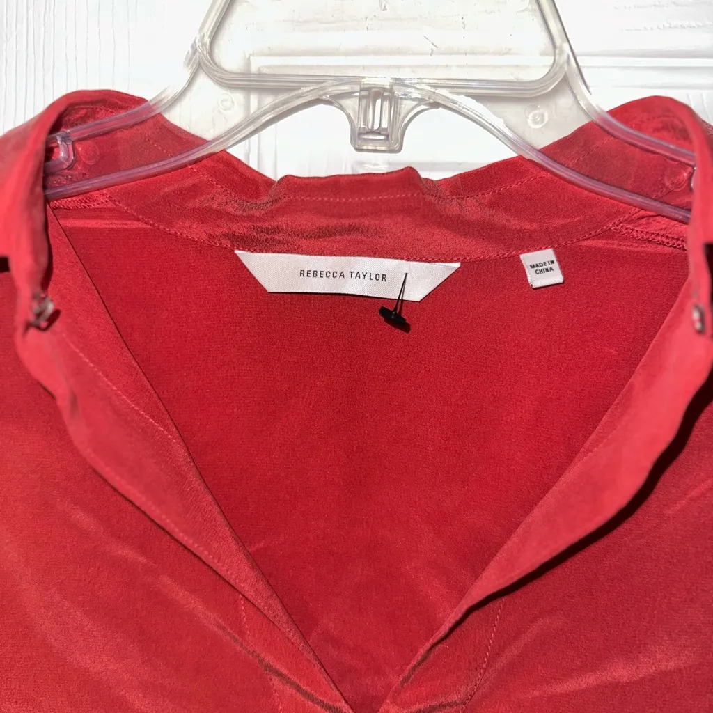 Rebecca Taylor small silk red blouse - Image 2