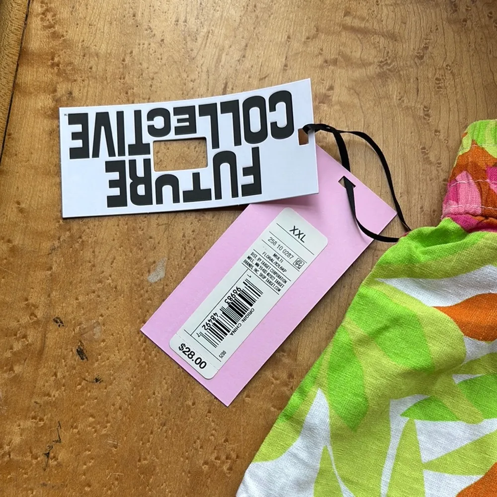 Green and Orange Athletic Shorts with Tropical Print Size XXL - Image 4