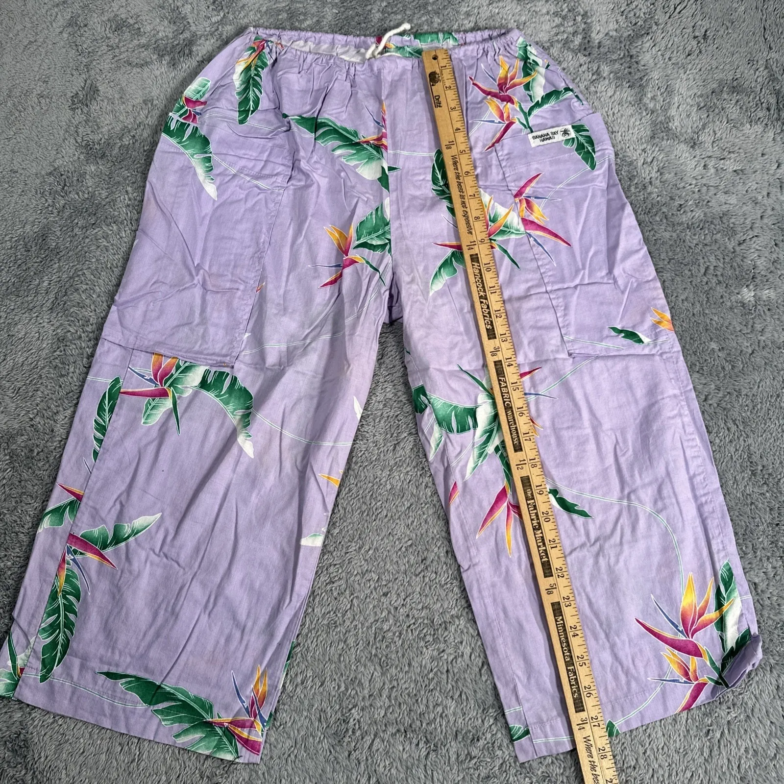 Banana Bay Trousers Pants Size Medium Palm Floral Pattern Resortwear Cropped USA - Image 5
