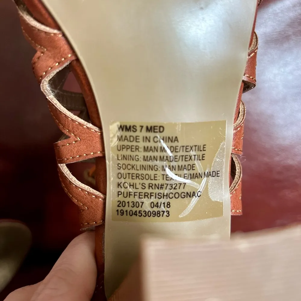 Authentic American Heritage Cognac Criss Cross Heels - Image 7