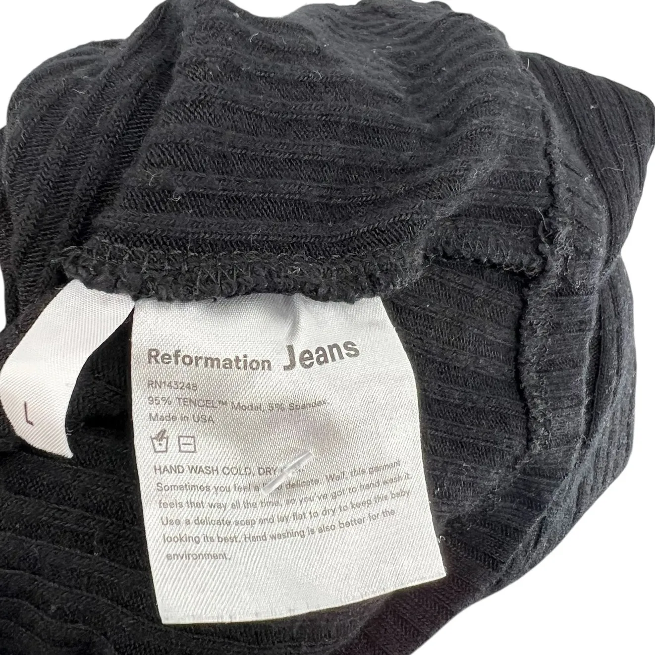 Reformation Jeans Mini Tank Dress‎ Ribbed Double V-Neck Black Tencel Size Large - Image 10