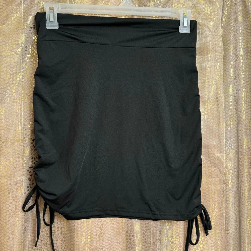 SHEIN Black Stretchy Adjustable Ruched Mini Skirt Large NWT - Image 2