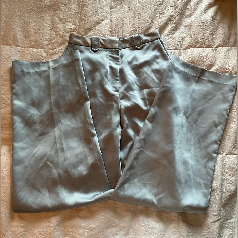 ZARA  High waisted light blue lightweight wide leg pants - Image 4