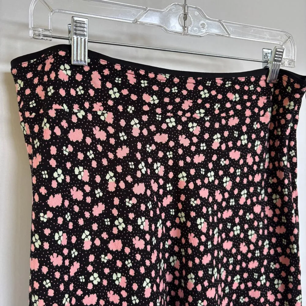 Free People Ditsy Floral Mini Skirt Black Neon Clover Lucky Girly Garden Size 8 - Image 2