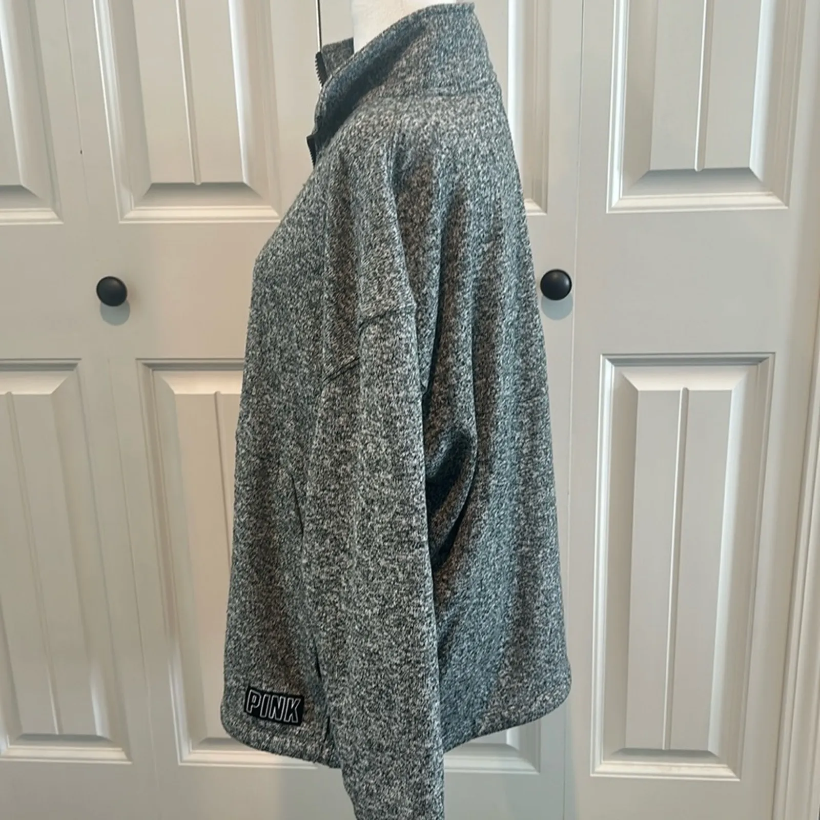PINK by Victoria’s Secret Large Marled Gray Quarter Zip Pullover - Image 6