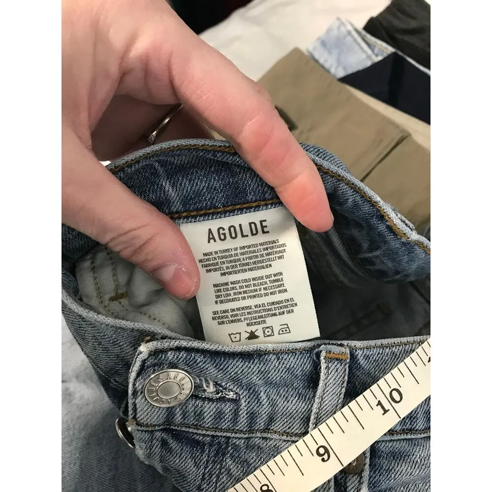 Agolde Nico high rise slim jeans lighter wash with raw hems women’s size 25 - Image 4