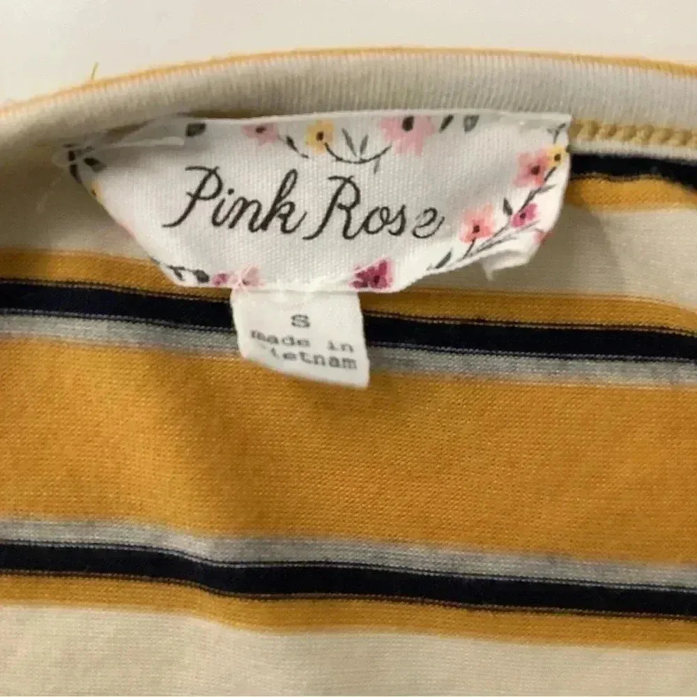 Pink Rose Yellow Striped Mini Dress (Preowned) - Image 4
