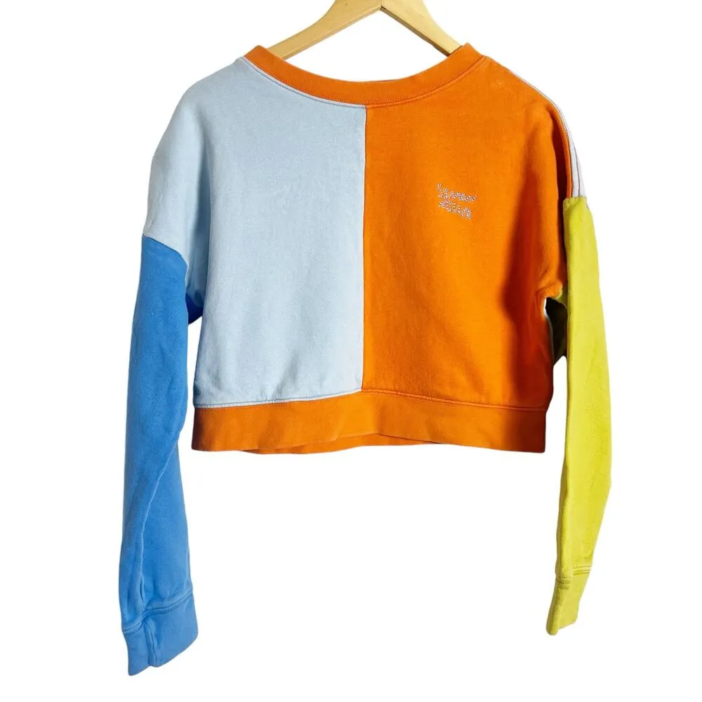 Simon Miller Blue Orange Cropped Colorblock Pullover Sweatshirt Size XS - Image 5