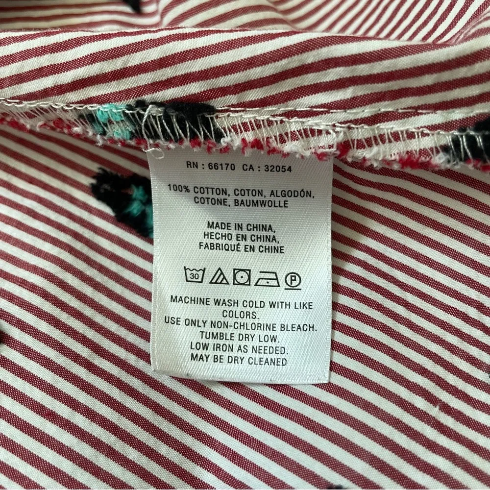 Maeve Bathing Beauty Dress Striped Side Tie Embroidered Mini Red (Size 2) - Image 11