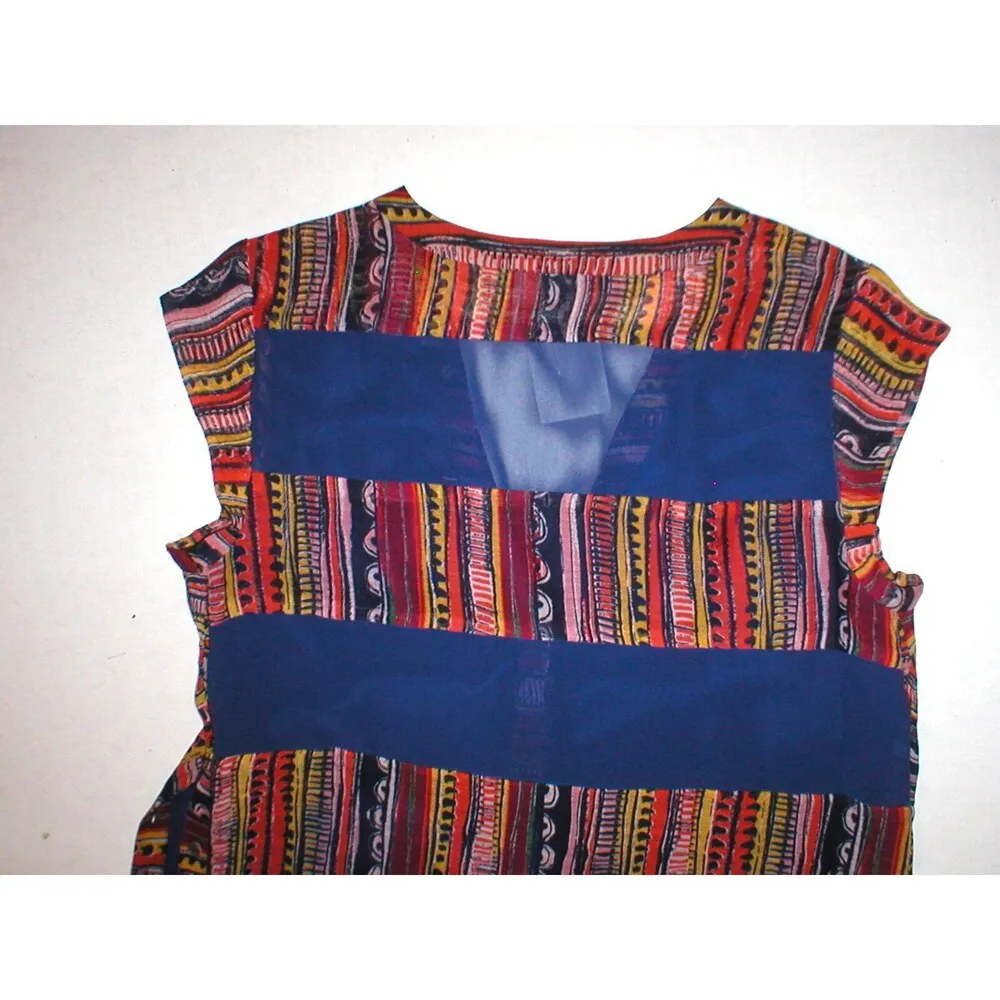 NWT New Sam Edelman Side Button Dress Womens Bohemian Rhapsody Red Orange Blue S - Image 12