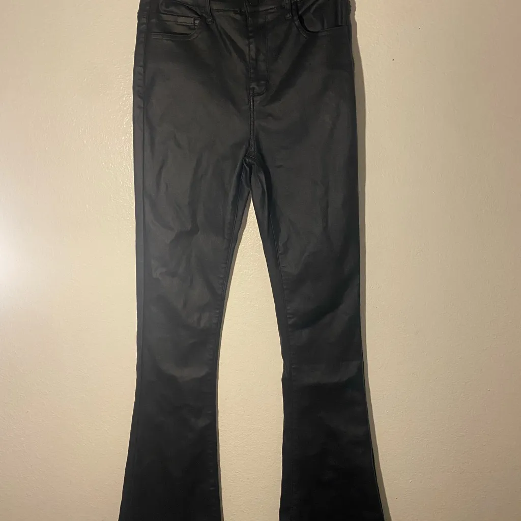 Edikted Womens Pants Size M Black Faux Leather High Rise Festival Flared Trouser - Image 4