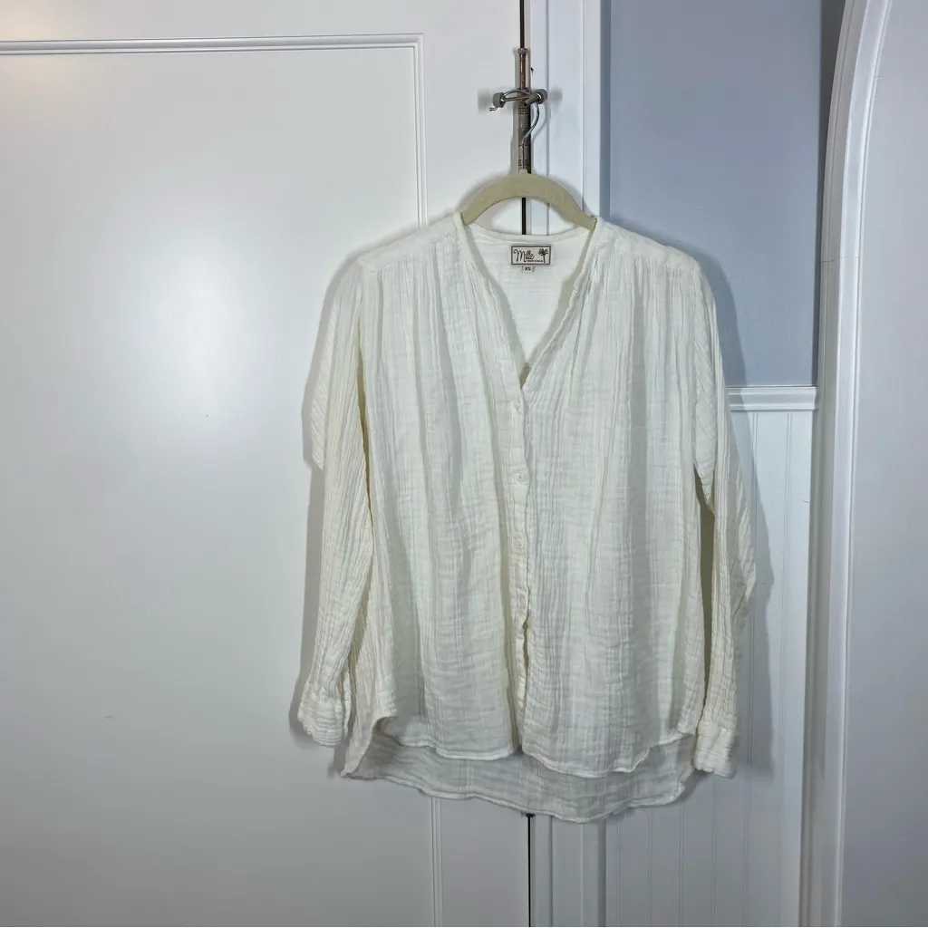 Mille Resort & Travel Florian Top in ivory double gauze‎ size xs 100% cotton White - Image 2